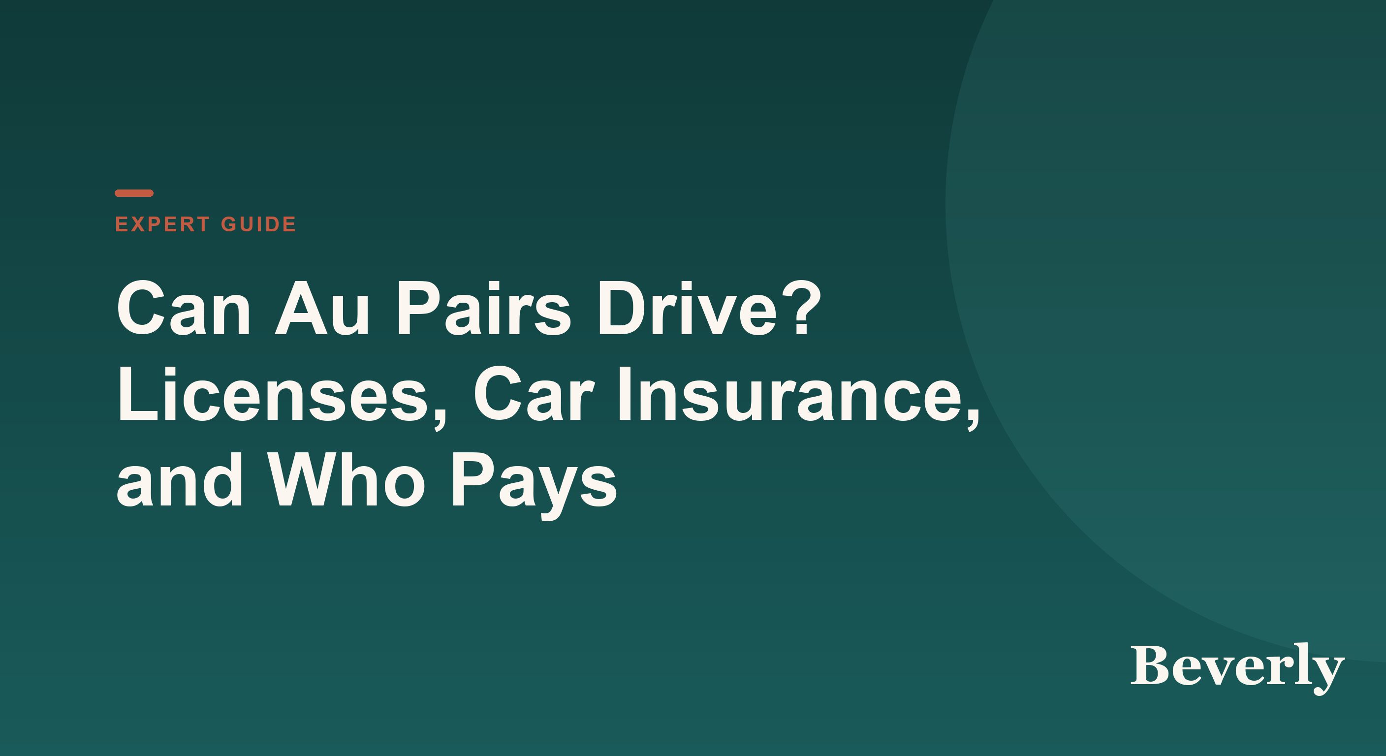 Au pairs and driving — illustration of an au pair at the wheel of a family car with a child's booster seat and an insurance card on the dashboard