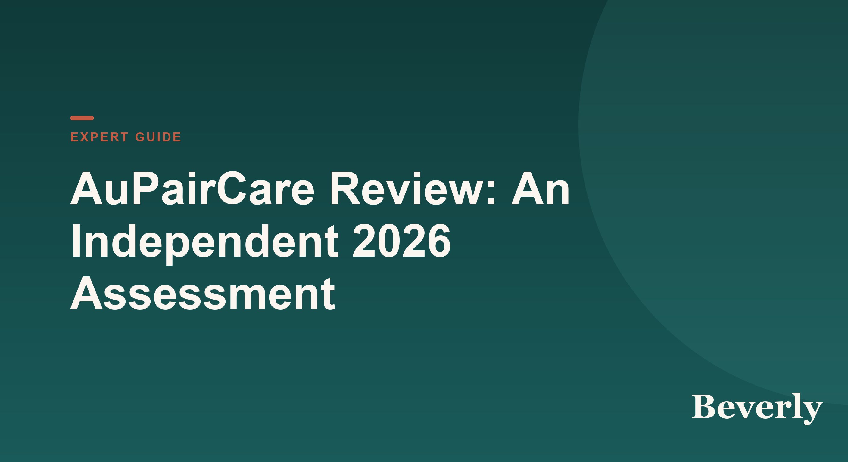 AuPairCare review &mdash; themed illustration of a host family comparing AuPairCare's fees, stipend policy, and matching pool against other sponsors