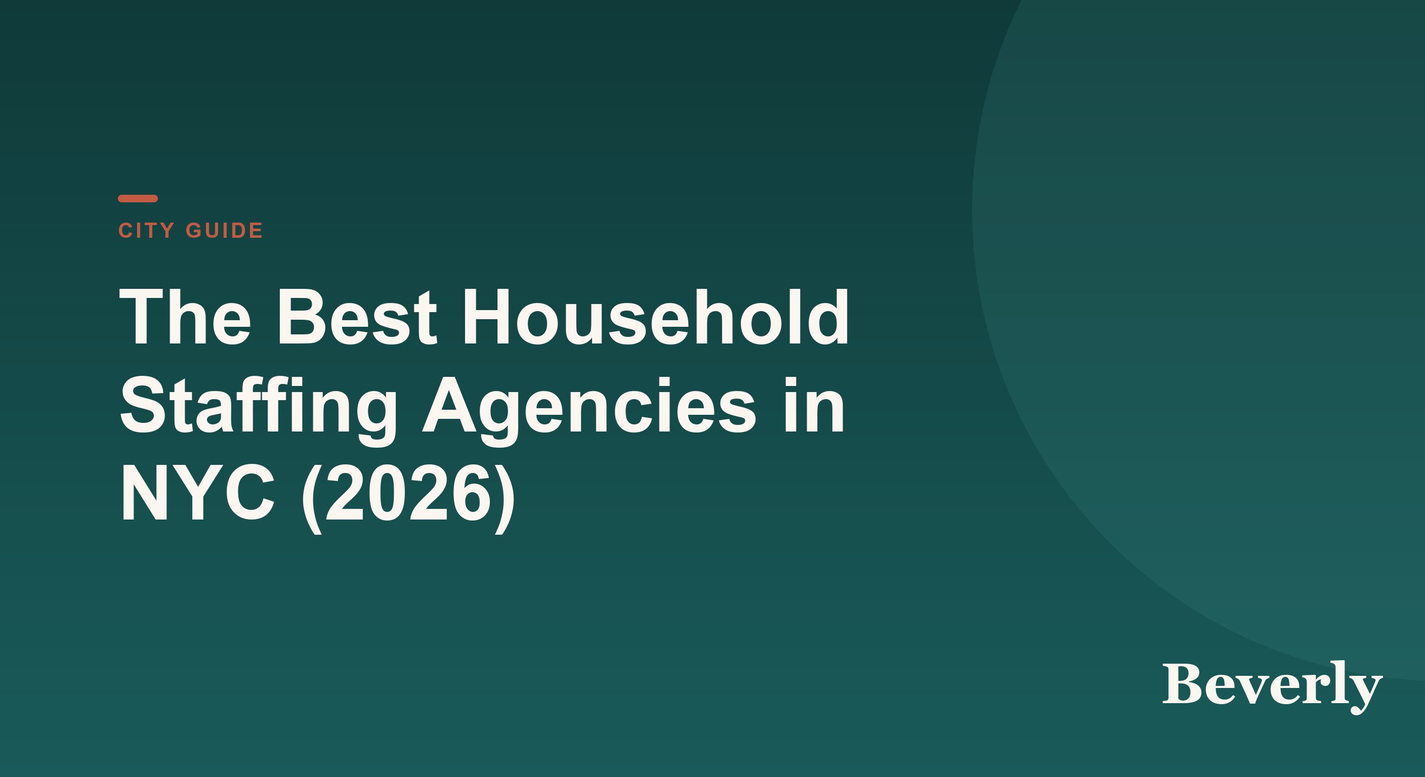 Best Household Staffing Agencies in NYC — illustration of a Manhattan townhouse facade beside a household staff org chart and agency shortlist